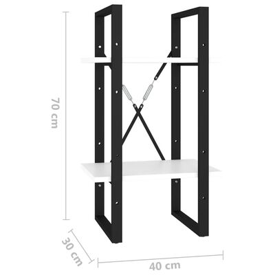 vidaXL Estantería 2 niveles madera contrachapada blanco 40x30x70 cm