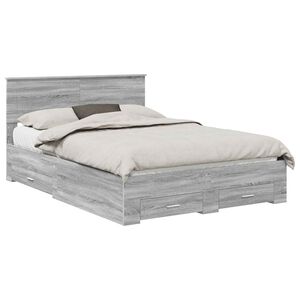vidaXL Estructura de cama con cabecera Gris Sonoma 140 x 200 cm