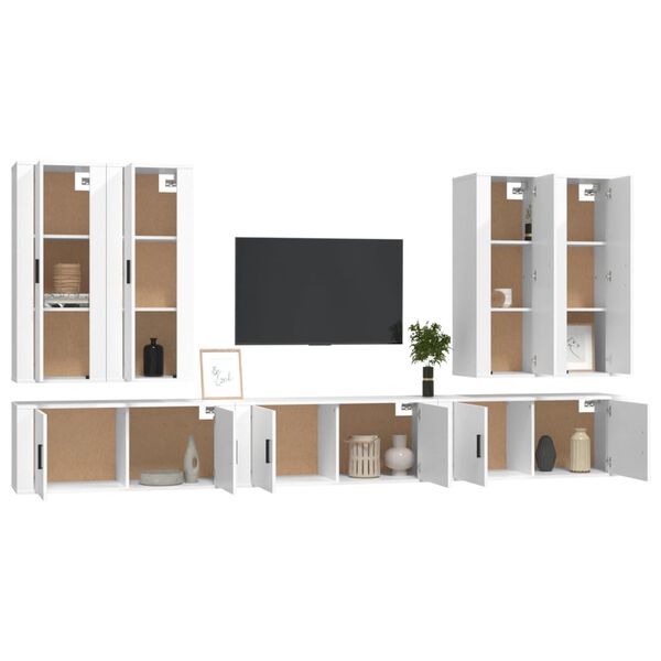 vidaXL Set de muebles para TV 7 piezas madera contrachapada blanco