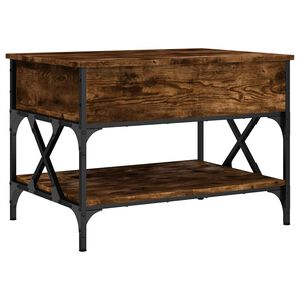 vidaXL Mesa de centro madera ingenier&iacute;a metal roble humo 70x50x50 cm