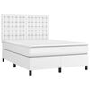vidaXL Cama box spring colch&oacute;n y LED cuero sint&eacute;tico blanco 140x200 cm