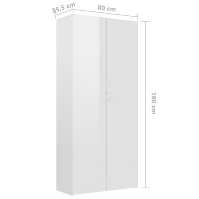 vidaXL Mueble zapatero contrachapada blanco brillo 80x35,5x180 cm