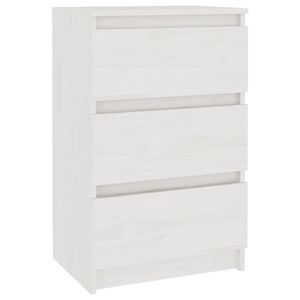 vidaXL Mesita de noche madera maciza de pino blanca 40x29,5x64 cm