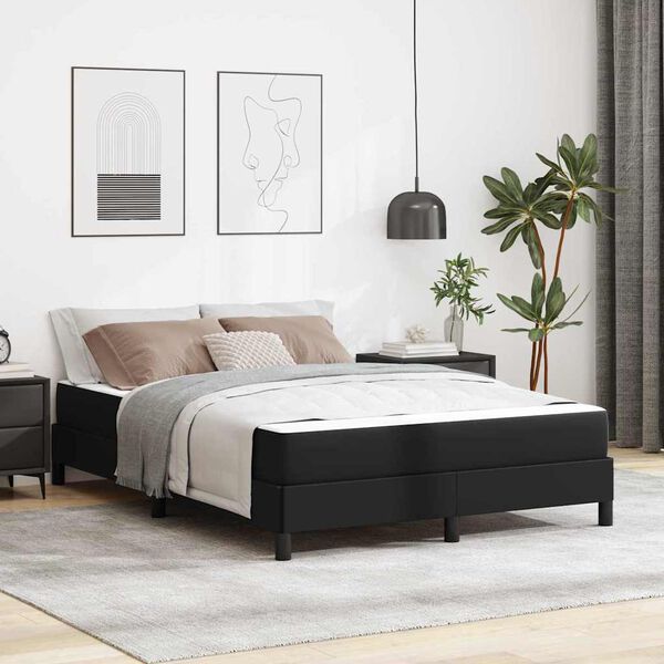 vidaXL Estructura de cama con colch&oacute;n Negro 140 x 190 cm tela