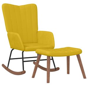 vidaXL Silla mecedora con reposapi&eacute;s tela amarillo mostaza