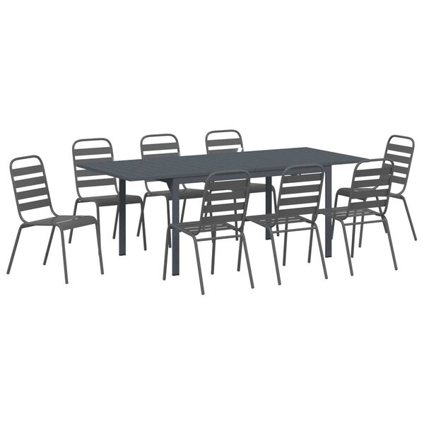vidaXL Conjunto de Comedor de Jardín 9 pcs Antracita Acero