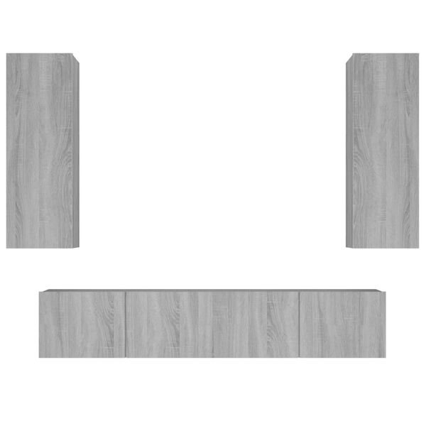 vidaXL Set de muebles para TV 4 pzas madera contrachapada gris Sonoma
