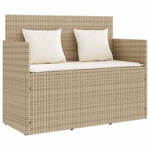 vidaXL Banco de jard&iacute;n con cojines rat&aacute;n sint&eacute;tico beige