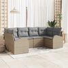 vidaXL Conjunto de sof&aacute; de jard&iacute;n 6 pcs Beige Rattan de Poli&eacute;ster