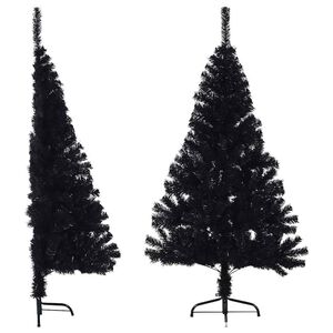 vidaXL Medio &aacute;rbol de Navidad artificial con soporte PVC negro 120 cm