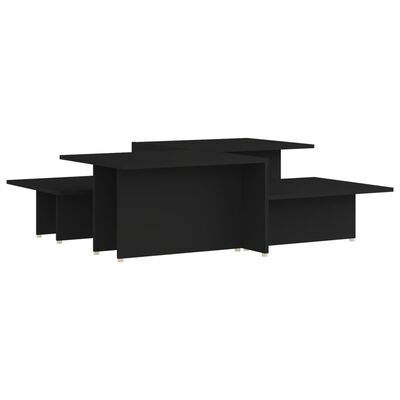 vidaXL Mesa de centro 2 pzas madera contrachapada negro 111,5x50x33 cm