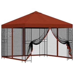 vidaXL Gazebo de jard&iacute;n con paredes laterales 3 x 3 m Terracota