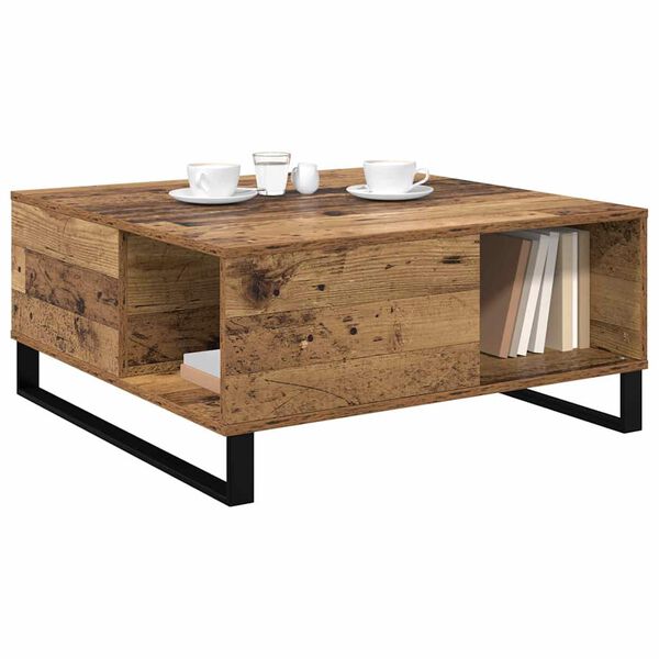 vidaXL Mesa de Caf&eacute; Madera envejecida 80 x 80 x 36,5 cm