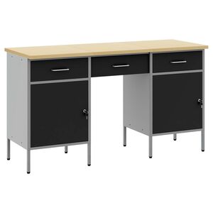 vidaXL Armario de trabajo con caj&oacute;n 3 pcs Negro 150 x 55 x 85 cm