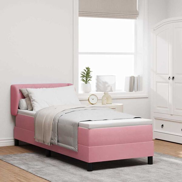 vidaXL Cama tipo Box Spring con colch&oacute;n Rosa 80 x 200 cm Terciopelo