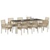 vidaXL Conjunto de Comedor de Jard&iacute;n 9 pcs Beige rat&aacute;n sint&eacute;tico