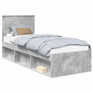 vidaXL Estructura de cama con cabecera Gris concreto 75 x 190 cm