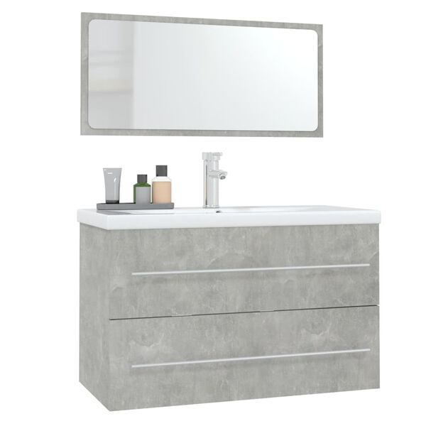 vidaXL Conjunto de muebles de ba&ntilde;o 3 piezas gris hormig&oacute;n