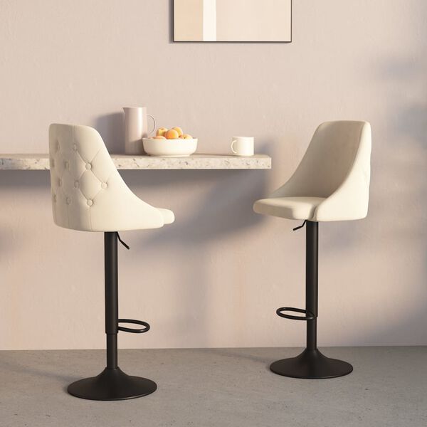 vidaXL Taburetes de cocina 2 unidades terciopelo color crema