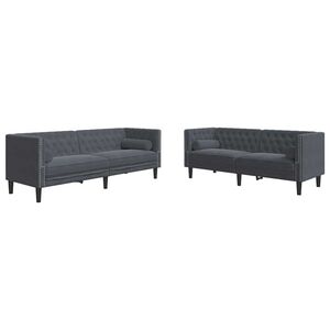 vidaXL Sof&aacute; de sala 2 pcs Gris oscuro 194 x 74,5 x 70,5 cm Terciopelo