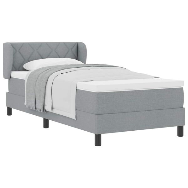 vidaXL Cama tipo Box Spring con colch&oacute;n Gris claro 90 x 190 cm tela