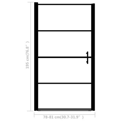 vidaXL Puerta de ducha de vidrio templado esmerilado negra 81x195 cm