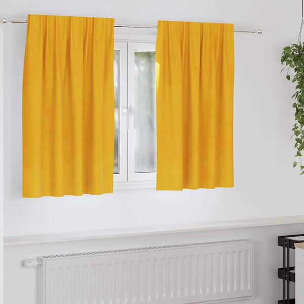 vidaXL Cortinas opacas 2 pcs Amarillo Mostaza 140 x 140 cm Terciopelo