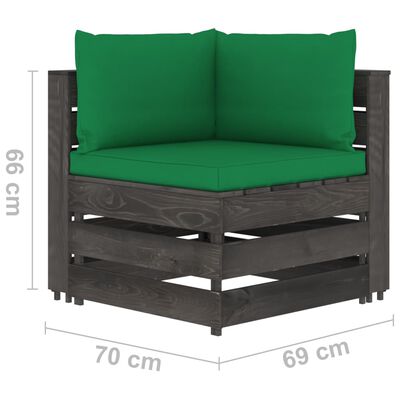 vidaXL Muebles de jardín 4 piezas con cojines madera impregnada gris