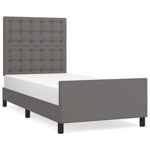 vidaXL Estructura de cama sin colch&oacute;n cuero sint&eacute;tico gris 90x200 cm
