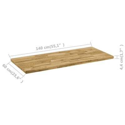 vidaXL Tablero rectangular de madera maciza de roble 44 mm 140x60 cm