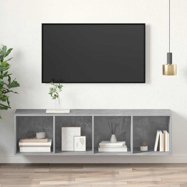 vidaXL Mueble TV pared madera contrachapada hormig&oacute;n 37x37x142,5 cm