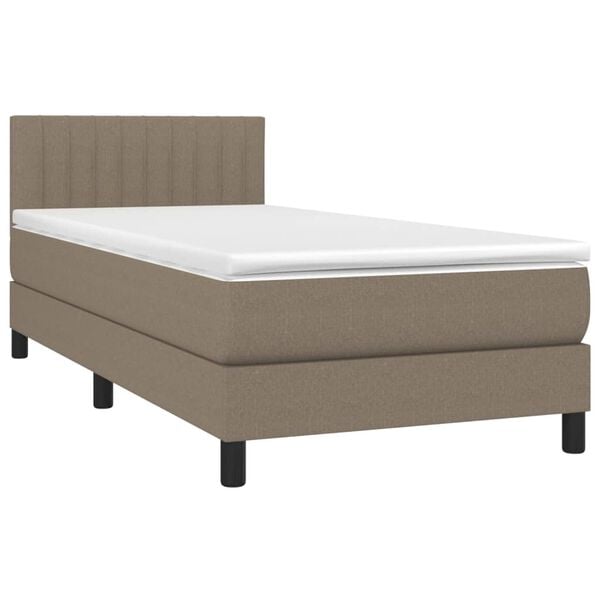 vidaXL Cama box spring con colch&oacute;n tela gris taupe 90x190 cm