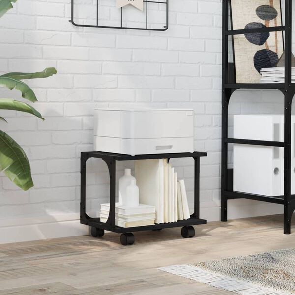 vidaXL Soporte de impresora 2 niveles madera negro 41x28x33,5 cm