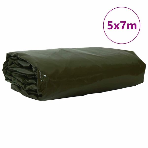 vidaXL Lona 650g / m&sup2; Verde Oliva 5 x 7 m Lona con recubrimiento de PVC