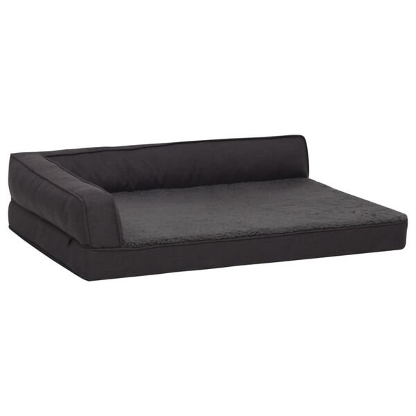 vidaXL Colch&oacute;n de cama de perro ergon&oacute;mico aspecto lino negro 60x42cm