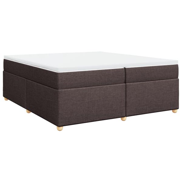 vidaXL Cama box spring con colch&oacute;n tela marr&oacute;n oscuro 200x200 cm