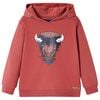 vidaXL Sudadera infantil con capucha rojo tostado 104
