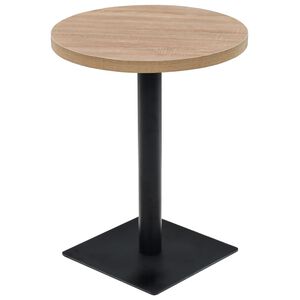 vidaXL Mesa de bar bistr&oacute; MDF y acero redonda 60x75 cm color roble