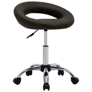 vidaXL Silla de trabajo con ruedas cuero sint&eacute;tico marr&oacute;n