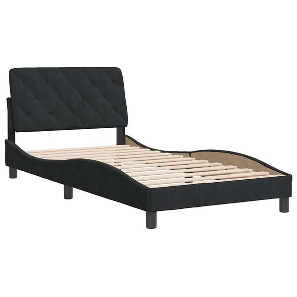 vidaXL Estructura de cama sin colch&oacute;n terciopelo negro 100x200 cm