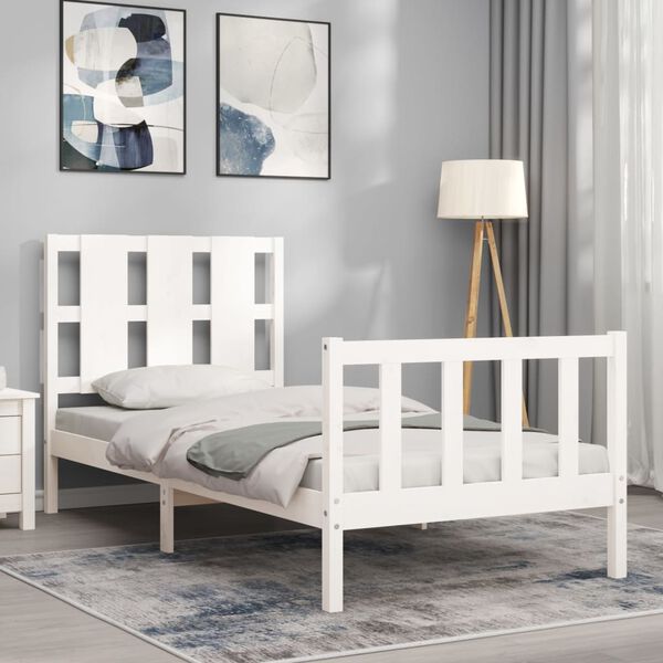 vidaXL Estructura de cama sin colch&oacute;n madera de pino blanca 90x200 cm