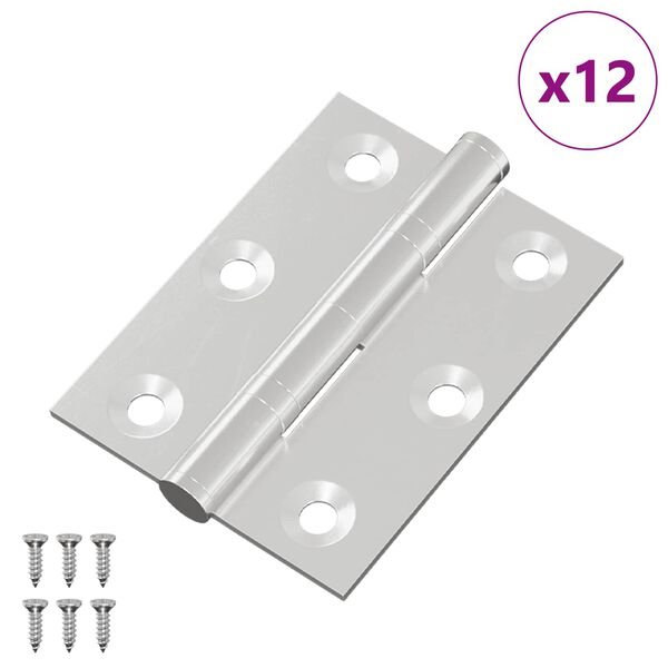 vidaXL Bisagra 12 pcs Plateado 50 x 38 x 1,3 mm Acero