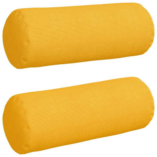 vidaXL Cojines Bolster 2 pcs Amarillo Claro Ø 25 x 70 cm Tela de pana