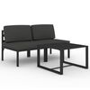 vidaXL Set muebles de jard&iacute;n 3 pzas y cojines aluminio gris antracita