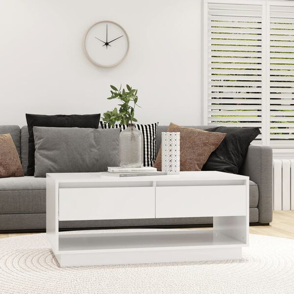 vidaXL Mesa de centro madera contrachapada blanco 102,5x55x44 cm