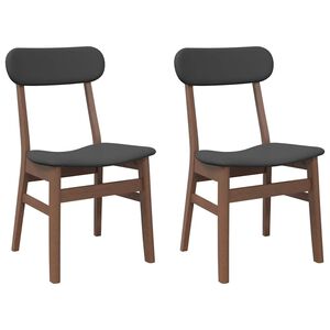 vidaXL Sillas de comedor con cojines 2 uds madera maciza marr&oacute;n caucho