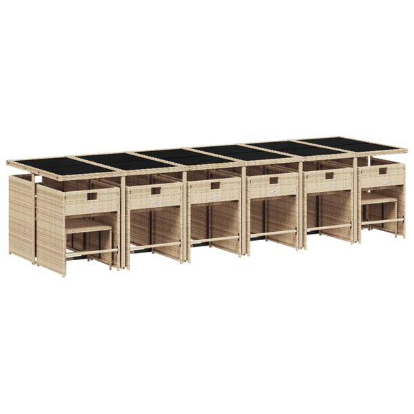 vidaXL Set comedor de jard&iacute;n 17 pzas con cojines rat&aacute;n sint&eacute;tico beige