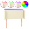 vidaXL Cabecero con LED cuero sint&eacute;tico crema 103x16x78/88 cm