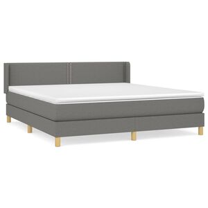 vidaXL Cama box spring con colch&oacute;n tela gris oscuro 180x200 cm