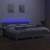 vidaXL Cama box spring con colch&oacute;n tela y LED gris claro 200x200 cm